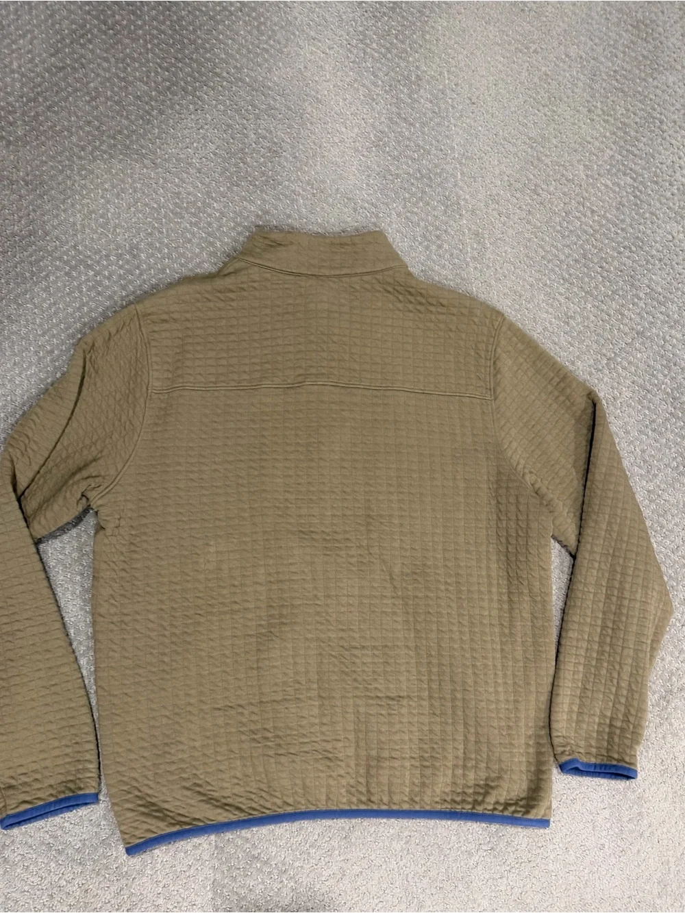 Peter Millar Men's Quilted Half-Zip Sweater Pullover - olive with blue piping